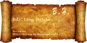 Báling Hilda névjegykártya